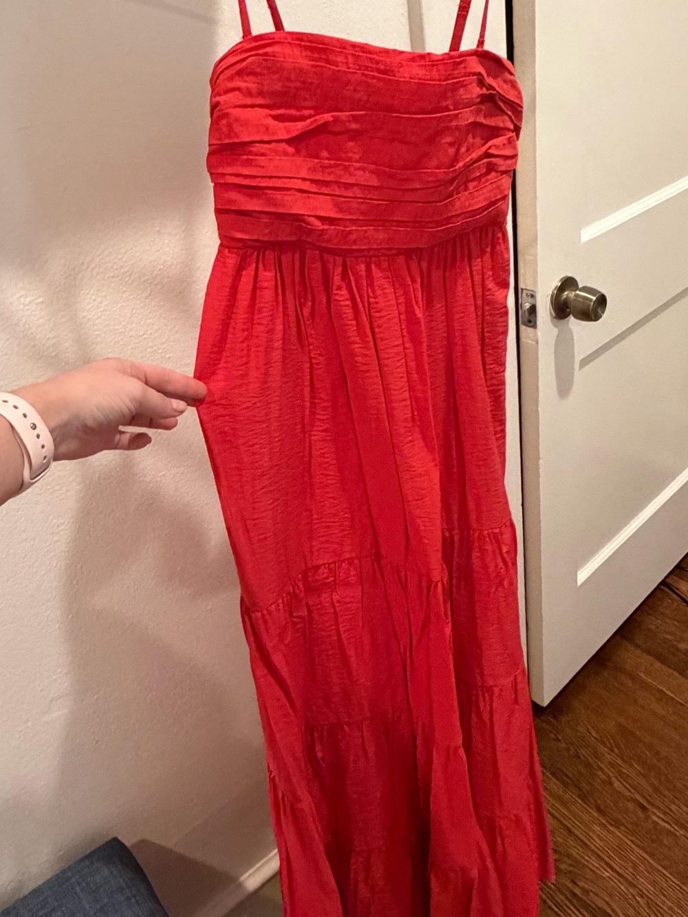 Abercrombie & Fitch Red Spaghetti-Strap Maxi Dress